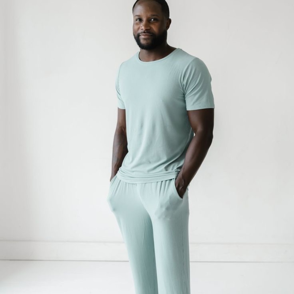 Stormy Ribbed Men’s Short Sleeve PJ Top XL - Picture 2 of 5
